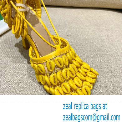 Bottega Veneta Heel Mesh and Lambskin Stretch Sandals Yellow 2022 - Click Image to Close