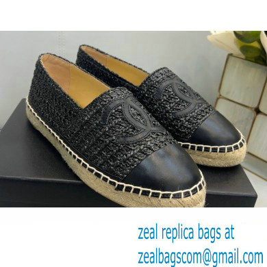 Chanel Braided Fabric and Lambskin Espadrilles G29762 Black 2022