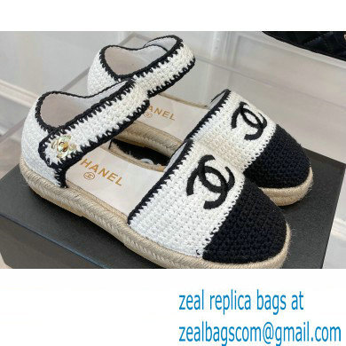 Chanel Braided Knit Espadrilles Sandals G38736 White/Black 2022