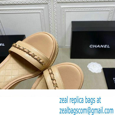 Chanel Chain Platform Sandals Calfskin Beige 2022