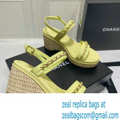 Chanel Chain Platform Sandals Calfskin Yellow 2022