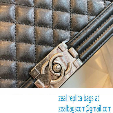 Chanel Large LE BOY Handbag A67087 in Lambskin Black/Aged Silver