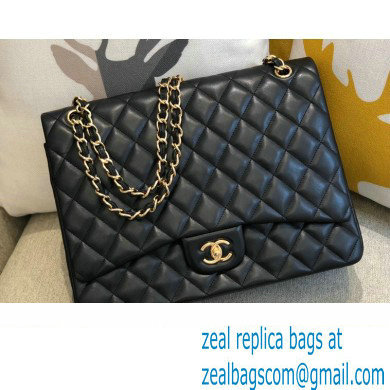 Chanel Maxi Classic Flap Handbag A58601 in Lambskin Black/Gold