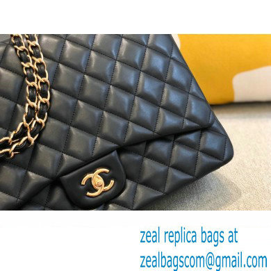 Chanel Maxi Classic Flap Handbag A58601 in Lambskin Black/Gold