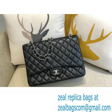 Chanel Maxi Classic Flap Handbag A58601 in Lambskin Black/Silver