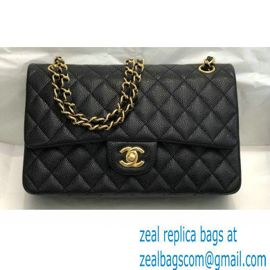 Chanel Medium Classic Flap Handbag A01112 in Caviar Leather Black/Gold