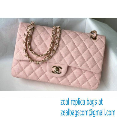 Chanel Medium Classic Flap Handbag A01112 in Caviar Leather Nude Pink/Gold