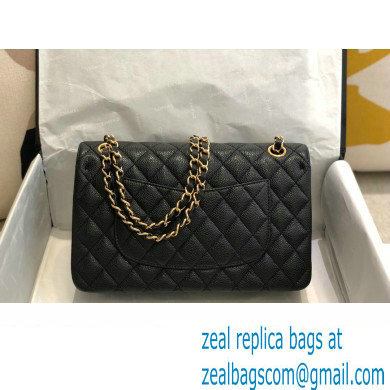 Chanel Medium Classic Flap Handbag A01112 in Caviar Leather with Edge Stitching Black/Gold