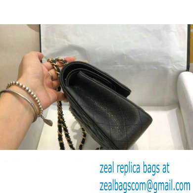 Chanel Medium Classic Flap Handbag A01112 in Caviar Leather with Edge Stitching Black/Gold