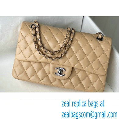 Chanel Medium Classic Flap Handbag A01112 in Lambskin Beige/Silver