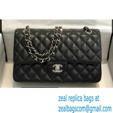 Chanel Medium Classic Flap Handbag A01112 in Lambskin Black/Silver
