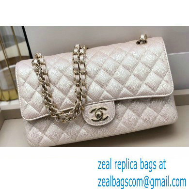 Chanel Medium Classic Flap Handbag A01112 in Lambskin Pearl Pale Pink