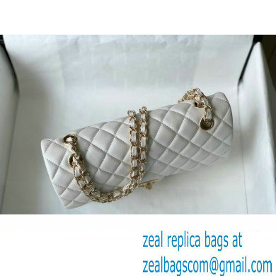 Chanel Medium Classic Flap Handbag A01112 in Lambskin Pearl White