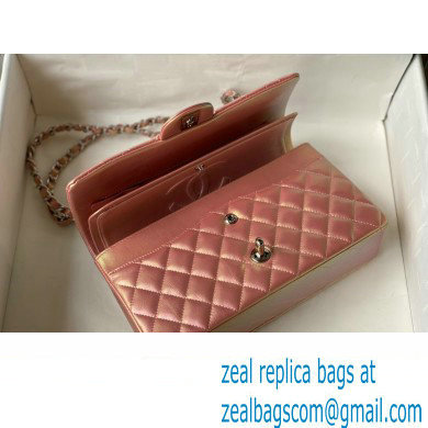 Chanel Medium Classic Flap Handbag A01112 in Lambskin Rainbow Pearl Pink