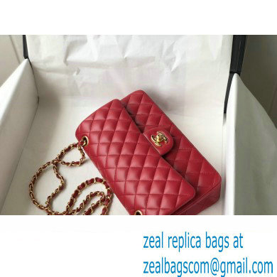 Chanel Medium Classic Flap Handbag A01112 in Lambskin Red/Gold