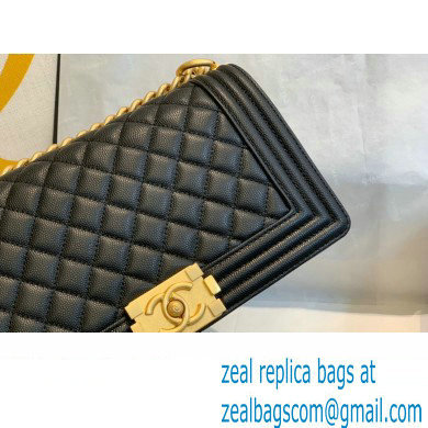 Chanel Medium LE BOY Handbag A67086 in Caviar Leather Black/Aged Gold