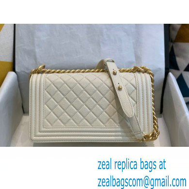 Chanel Medium LE BOY Handbag A67086 in Caviar Leather Creamy/Aged Gold