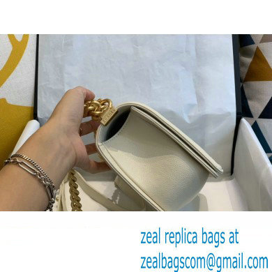 Chanel Medium LE BOY Handbag A67086 in Caviar Leather Creamy/Aged Gold