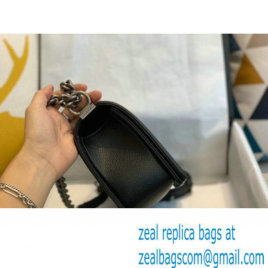 Chanel Medium LE BOY Handbag A67086 in Grained Caviar Leather Black/Aged Silver - Click Image to Close