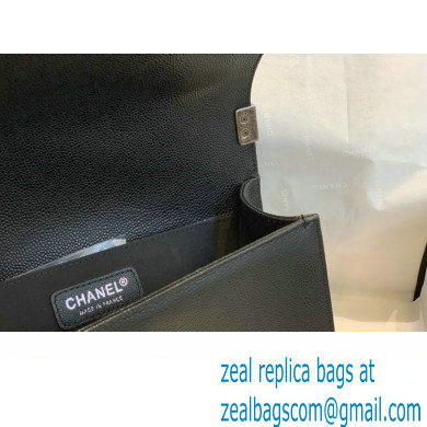Chanel Medium LE BOY Handbag A67086 in Grained Caviar Leather Black/Aged Silver