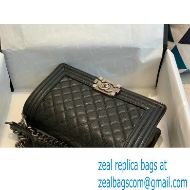 Chanel Medium LE BOY Handbag A67086 in Grained Caviar Leather Black/Aged Silver
