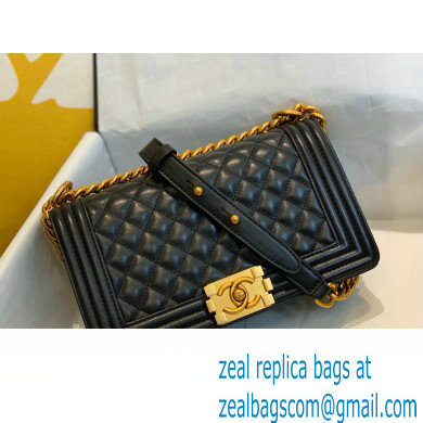 Chanel Medium LE BOY Handbag A67086 in Lambskin Black/Aged Gold