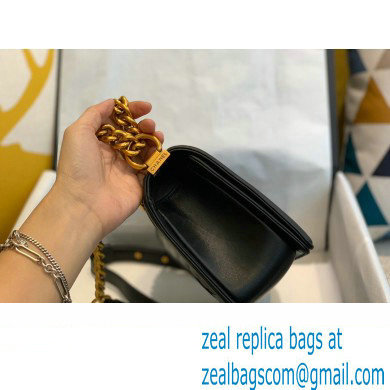 Chanel Medium LE BOY Handbag A67086 in Lambskin Black/Aged Gold
