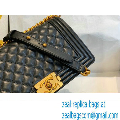 Chanel Medium LE BOY Handbag A67086 in Lambskin Black/Aged Gold