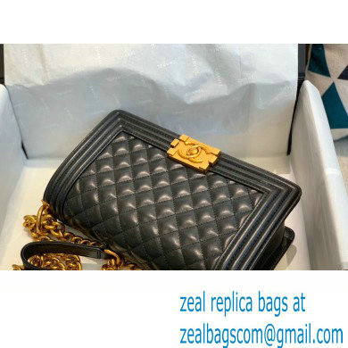 Chanel Medium LE BOY Handbag A67086 in Lambskin Black/Aged Gold
