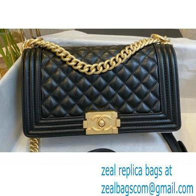 Chanel Medium LE BOY Handbag A67086 in Lambskin Black/Gold