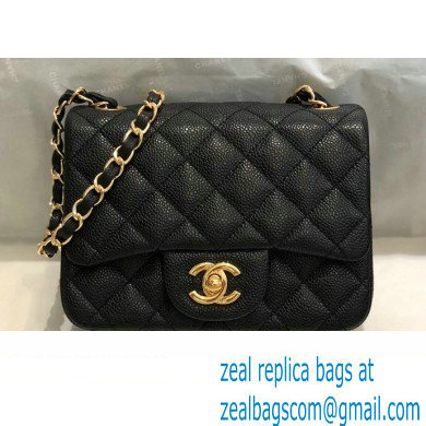 Chanel Mini Classic Flap Handbag A01115 in Caviar Leather Black/Gold