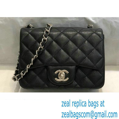 Chanel Mini Classic Flap Handbag A01115 in Caviar Leather Black/Silver