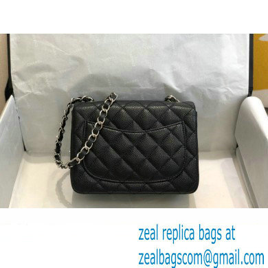 Chanel Mini Classic Flap Handbag A01115 in Caviar Leather Black/Silver