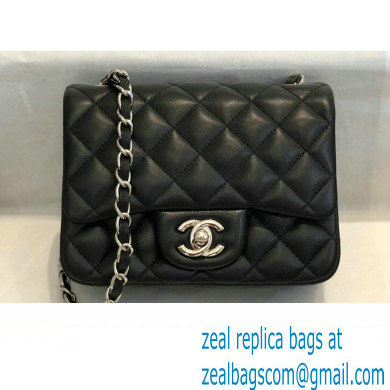 Chanel Mini Classic Flap Handbag A35200 in Lambskin Black/Silver