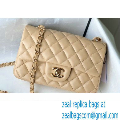Chanel Mini Classic Flap Handbag A69900 in Lambskin Beige/Gold