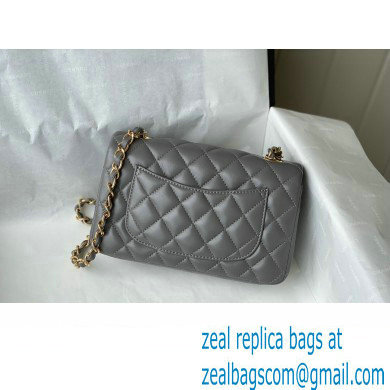 Chanel Mini Classic Flap Handbag A69900 in Lambskin Gray/Gold