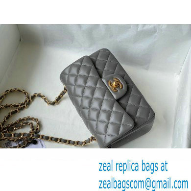 Chanel Mini Classic Flap Handbag A69900 in Lambskin Gray/Gold