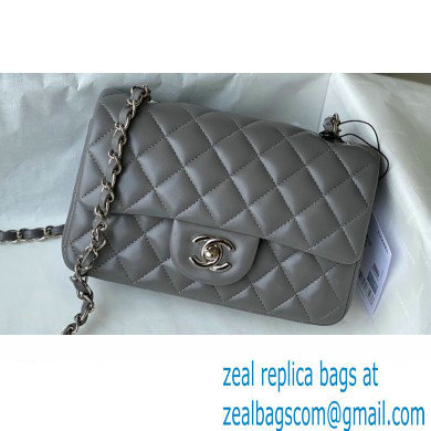 Chanel Mini Classic Flap Handbag A69900 in Lambskin Gray/Silver