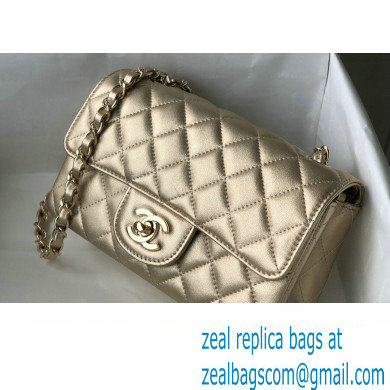 Chanel Mini Classic Flap Handbag A69900 in Lambskin Metallic Gold