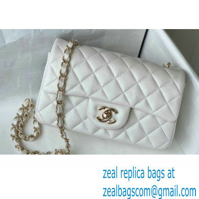 Chanel Mini Classic Flap Handbag A69900 in Lambskin Pearl White