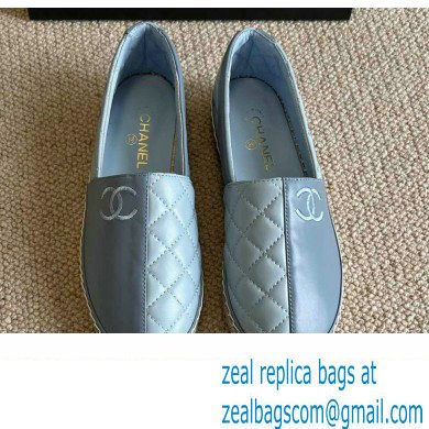 Chanel Patchwork Quilting Espadrilles Dusty Blue 2022