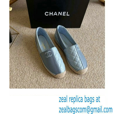 Chanel Patchwork Quilting Espadrilles Dusty Blue 2022