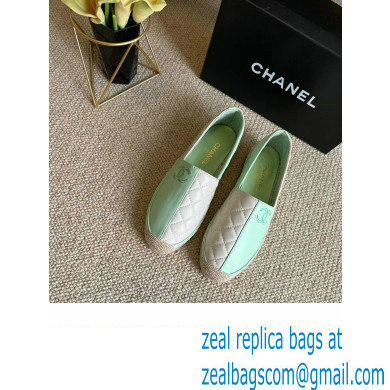 Chanel Patchwork Quilting Espadrilles Green/White 2022