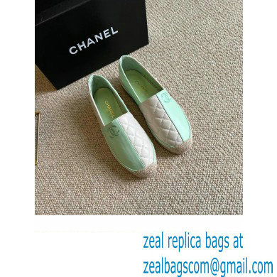 Chanel Patchwork Quilting Espadrilles Green/White 2022 - Click Image to Close