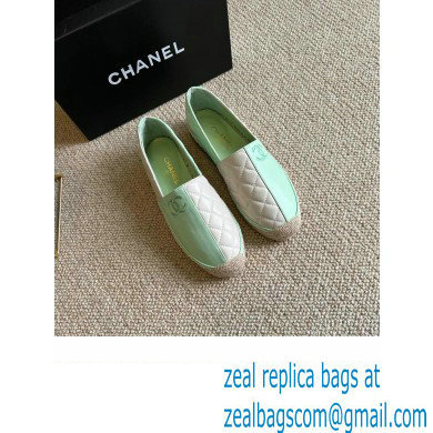 Chanel Patchwork Quilting Espadrilles Green/White 2022