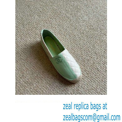 Chanel Patchwork Quilting Espadrilles Green/White 2022
