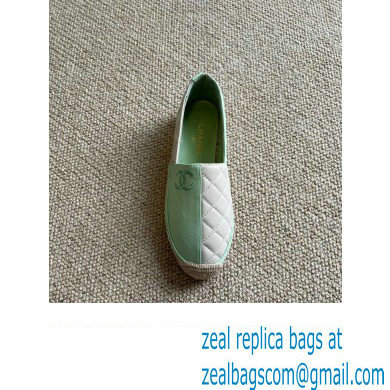 Chanel Patchwork Quilting Espadrilles Green/White 2022