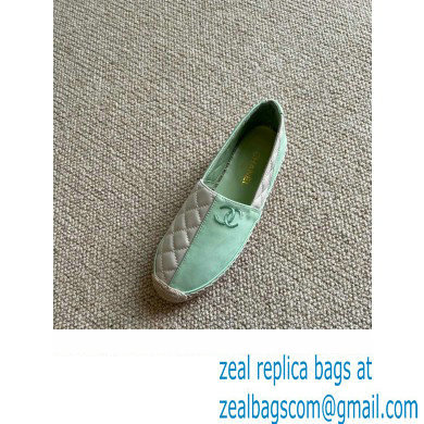 Chanel Patchwork Quilting Espadrilles Green/White 2022