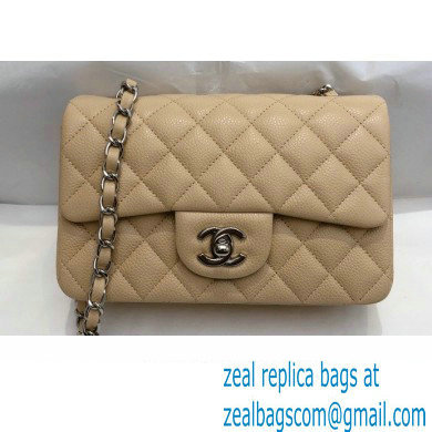 Chanel Small Classic Flap Handbag A01116 in Caviar Leather Beige/Silver
