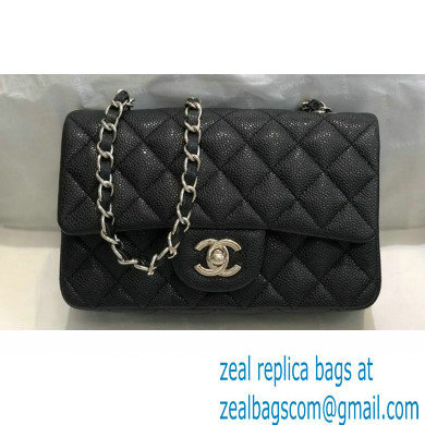 Chanel Small Classic Flap Handbag A01116 in Caviar Leather Black/Silver